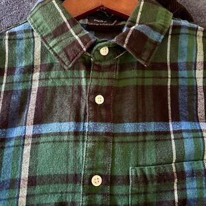 Heavy Flannel Plaid Green and Blue Men's Shirt